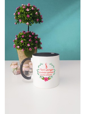 Hedizu 8 Mart Dünya Kadınlar Günü Hediyesi Kupa Bardak Siyah