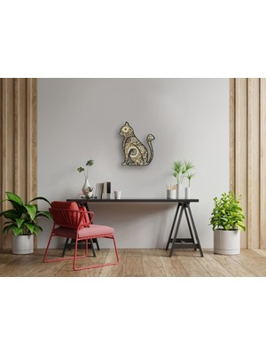 Essart Design 5 Katmanlı Kedi Mandala Duvar Sanatı Tasarımı Duvar Dekoru 3D Tablo Lazer Kesim