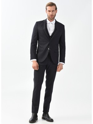 Süvari Normal Bel Slim Fit Lacivert Erkek Takım Elbise TK1020000235
