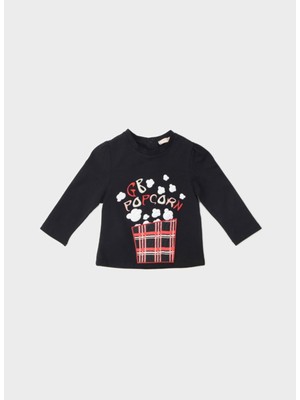 GB Bayb Layette Baskılı Siyah Bebek T-Shirt 22FW0BG2539