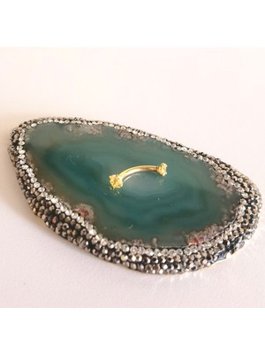Bylin Cerrahi Çelik Sarı Zirkon Taşlı Muz Piercing -Taş Çapı 3mm/Bar Boy 8mm/Bar kalınlığı 1,2mm- 1 Adet