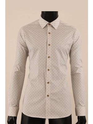 Piserro Uzun Kol Slim Fit Desenli Gömlek