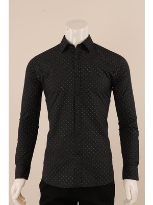 Piserro Uzun Kol Slim Fit Desenli Gömlek