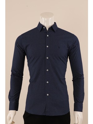 Piserro Uzun Kol Slim Fit Desenli Gömlek