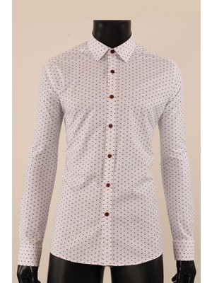 Piserro Uzun Kol Slim Fit Desenli Gömlek
