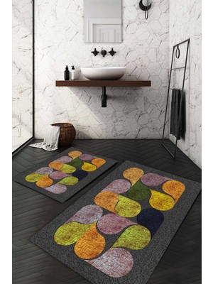 Napoli Home Dijital Baskılı Kaymaz Taban Yıkanabilir 2'li Klozet Takımı Banyo Paspası NDKZ-SD-917