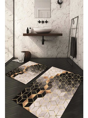 Napoli Home Dijital Baskılı Kaymaz Taban Yıkanabilir 2'li Klozet Takımı Banyo Paspası NDKZ-HY-1123