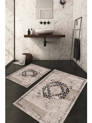 Napoli Home Dijital Baskılı Kaymaz Taban Yıkanabilir 2'li Klozet Takımı Banyo Paspası NDKZ-SD-1054