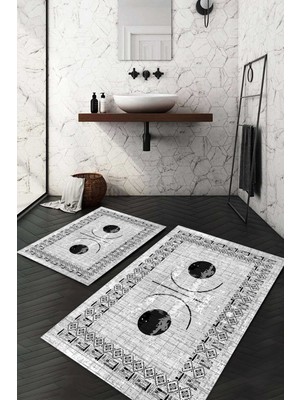 Napoli Home Dijital Baskılı Kaymaz Taban Yıkanabilir 2'li Klozet Takımı Banyo Paspası NDKZ-SD-1069