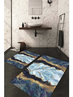 Napoli Home Dijital Baskılı Kaymaz Taban Yıkanabilir 2'li Klozet Takımı Banyo Paspası NDKZ-HT-319