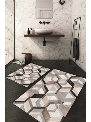 Napoli Home Dijital Baskılı Kaymaz Taban Yıkanabilir 2'li Klozet Takımı Banyo Paspası NDKZ-HT-176