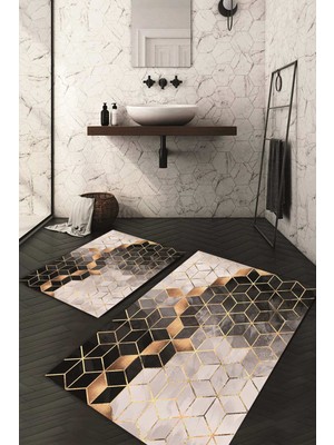 Napoli Home Dijital Baskılı Kaymaz Taban Yıkanabilir 2'li Klozet Takımı Banyo Paspası NDKZ-HT-322