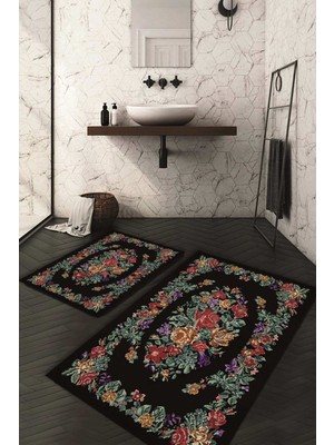 Napoli Home Dijital Baskılı Kaymaz Taban Yıkanabilir 2'li Klozet Takımı Banyo Paspası NDKZ-HT-482