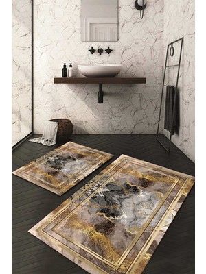 Napoli Home Dijital Baskılı Kaymaz Taban Yıkanabilir 2'li Klozet Takımı Banyo Paspası NDKZ-SD-470