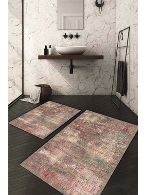 Napoli Home Dijital Baskılı Kaymaz Taban Yıkanabilir 2'li Klozet Takımı Banyo Paspası NDKZ-HT-134