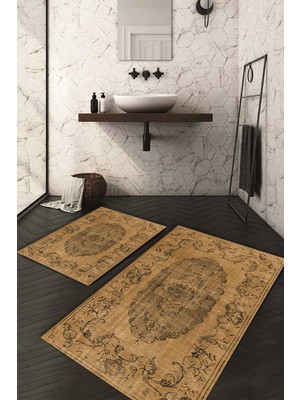 Napoli Home Dijital Baskılı Kaymaz Taban Yıkanabilir 2'li Klozet Takımı Banyo Paspası NDKZ-HT-149