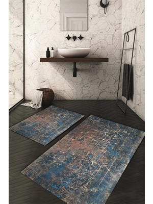 Napoli Home Dijital Baskılı Kaymaz Taban Yıkanabilir 2'li Klozet Takımı Banyo Paspası NDKZ-HS-548