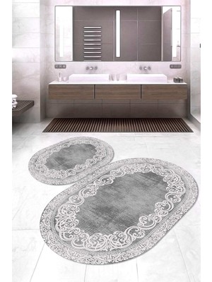 Napoli Home Dijital Baskılı Kaymaz Taban Yıkanabilir Oval 2'li Klozet Takımı Banyo Paspası NOKZ-HK-105