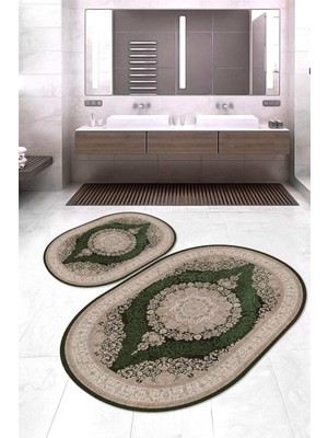 Napoli Home Dijital Baskılı Kaymaz Taban Yıkanabilir Oval 2'li Klozet Takımı Banyo Paspası NOKZ-HT-1000