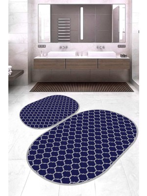 Napoli Home Dijital Baskılı Kaymaz Taban Yıkanabilir Oval 2'li Klozet Takımı Banyo Paspası NOKZ-HT-555