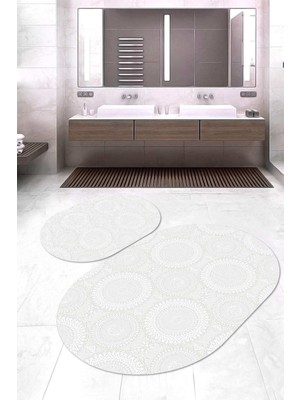 Napoli Home Dijital Baskılı Kaymaz Taban Yıkanabilir Oval 2'li Klozet Takımı Banyo Paspası NOKZ-HS-186