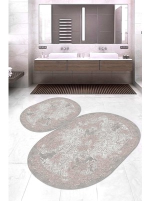 Napoli Home Dijital Baskılı Kaymaz Taban Yıkanabilir Oval 2'li Klozet Takımı Banyo Paspası NOKZ-HY-1075