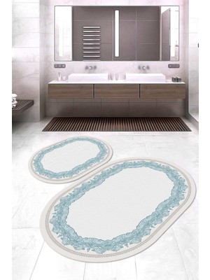 Napoli Home Dijital Baskılı Kaymaz Taban Yıkanabilir Oval 2'li Klozet Takımı Banyo Paspası NOKZ-HY-898