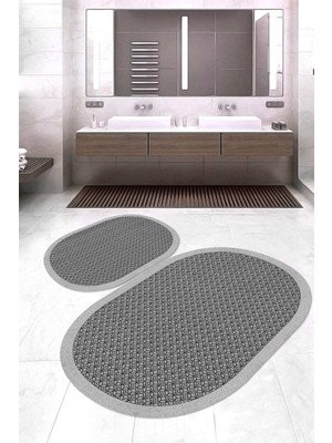 Napoli Home Dijital Baskılı Kaymaz Taban Yıkanabilir Oval 2'li Klozet Takımı Banyo Paspası NOKZ-SD-1025