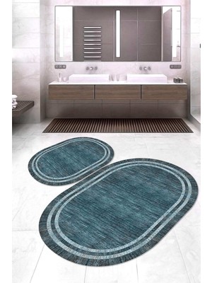 Napoli Home Dijital Baskılı Kaymaz Taban Yıkanabilir Oval 2'li Klozet Takımı Banyo Paspası NOKZ-HY-1311