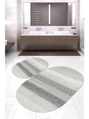 Napoli Home Dijital Baskılı Kaymaz Taban Yıkanabilir Oval 2'li Klozet Takımı Banyo Paspası NOKZ-SD-1096