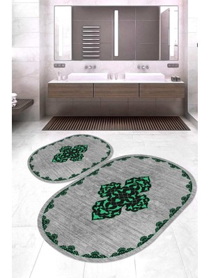 Napoli Home Dijital Baskılı Kaymaz Taban Yıkanabilir Oval 2'li Klozet Takımı Banyo Paspası NOKZ-SD-1087