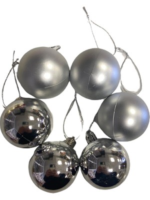 Event Party Store  Yılbaşı Top Ağaç Süsü 6'lı 5cm Gümüş