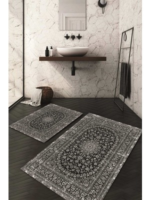 Napoli Home Dijital Baskılı Kaymaz Taban Yıkanabilir 2'li Klozet Takımı Banyo Paspası NDKZ-HT-125