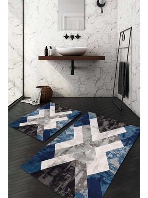 Napoli Home Dijital Baskılı Kaymaz Taban Yıkanabilir 2'li Klozet Takımı Banyo Paspası NDKZ-HT-1389