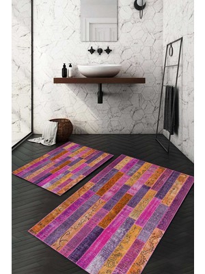 Napoli Home Dijital Baskılı Kaymaz Taban Yıkanabilir 2'li Klozet Takımı Banyo Paspası NDKZ-HT-1247