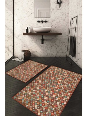 Napoli Home Dijital Baskılı Kaymaz Taban Yıkanabilir 2'li Klozet Takımı Banyo Paspası NDKZ-HT-646