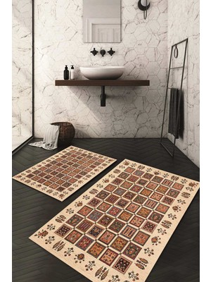 Napoli Home Dijital Baskılı Kaymaz Taban Yıkanabilir 2'li Klozet Takımı Banyo Paspası NDKZ-HT-648