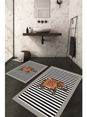 Napoli Home Dijital Baskılı Kaymaz Taban Yıkanabilir 2'li Klozet Takımı Banyo Paspası NDKZ-HT-609