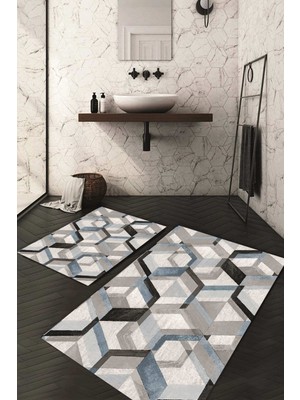 Napoli Home Dijital Baskılı Kaymaz Taban Yıkanabilir 2'li Klozet Takımı Banyo Paspası NDKZ-HT-175