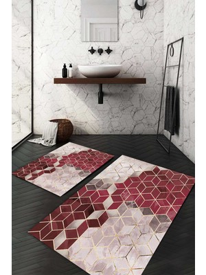 Napoli Home Dijital Baskılı Kaymaz Taban Yıkanabilir 2'li Klozet Takımı Banyo Paspası NDKZ-HT-1400