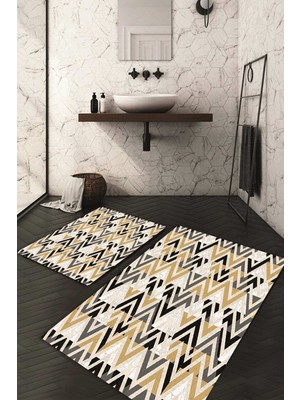 Napoli Home Dijital Baskılı Kaymaz Taban Yıkanabilir 2'li Klozet Takımı Banyo Paspası NDKZ-HT-780