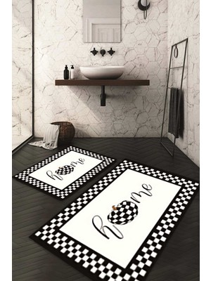 Napoli Home Dijital Baskılı Kaymaz Taban Yıkanabilir 2'li Klozet Takımı Banyo Paspası Ndkz-Sd-15