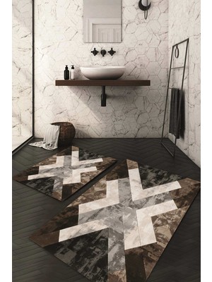 Napoli Home Dijital Baskılı Kaymaz Taban Yıkanabilir 2'li Klozet Takımı Banyo Paspası NDKZ-SD-287