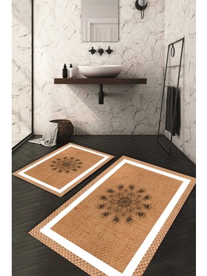 Napoli Home Dijital Baskılı Kaymaz Taban Yıkanabilir 2'li Klozet Takımı Banyo Paspası NDKZ-SD-339