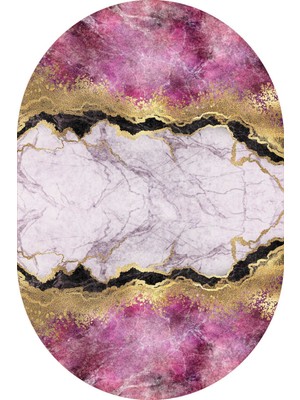 Napoli Home Dijital Baskılı Kaymaz Taban Yıkanabilir Oval 2'li Klozet Takımı Banyo Paspası NOKZ-HT-317