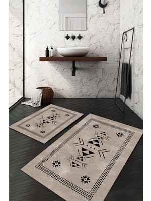 Napoli Home Dijital Baskılı Kaymaz Taban Yıkanabilir 2'li Klozet Takımı Banyo Paspası NDKZ-SD-858