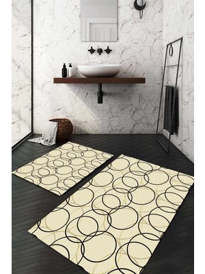 Napoli Home Dijital Baskılı Kaymaz Taban Yıkanabilir 2'li Klozet Takımı Banyo Paspası NDKZ-SD-977