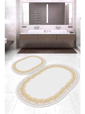 Napoli Home Dijital Baskılı Kaymaz Taban Yıkanabilir Oval 2'li Klozet Takımı Banyo Paspası NOKZ-HY-897