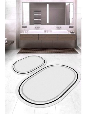 Napoli Home Dijital Baskılı Kaymaz Taban Yıkanabilir Oval 2'li Klozet Takımı Banyo Paspası NOKZ-SD-1129