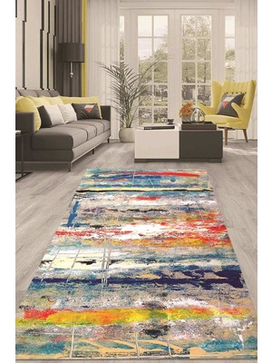 Napoli Home Dijital Kaymaz Taban Yıkanabilir Modern Renkli Salon Halısı Mutfak Halısı Yolluk ND-HT-1070